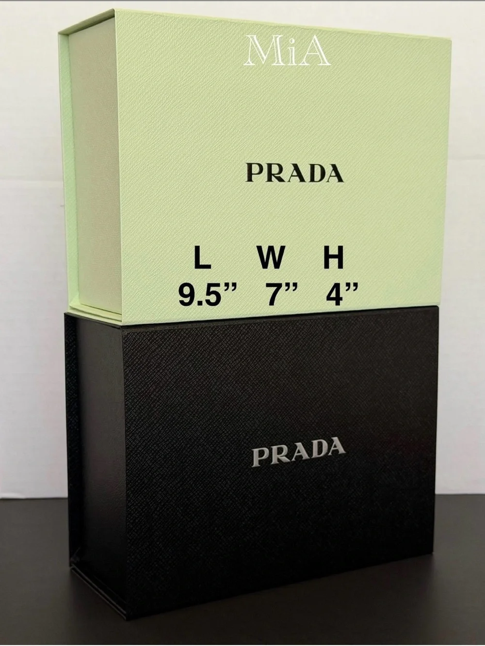 4 x PRADA Gift Boxes 9.5” x 7” x 4” (2 Black + 2 Green)